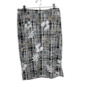 C est 1946 Floral Plaid Midi Pencil Skirt Size Large